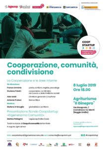 Scopri di più sull'articolo Cooperazione, comunità, condivisione. Lunedì 8 luglio al Ginepro si parla di cooperazione di comunità, dei suoi valori e delle sue potenzialità. Presentazione del Bando Coopstartup