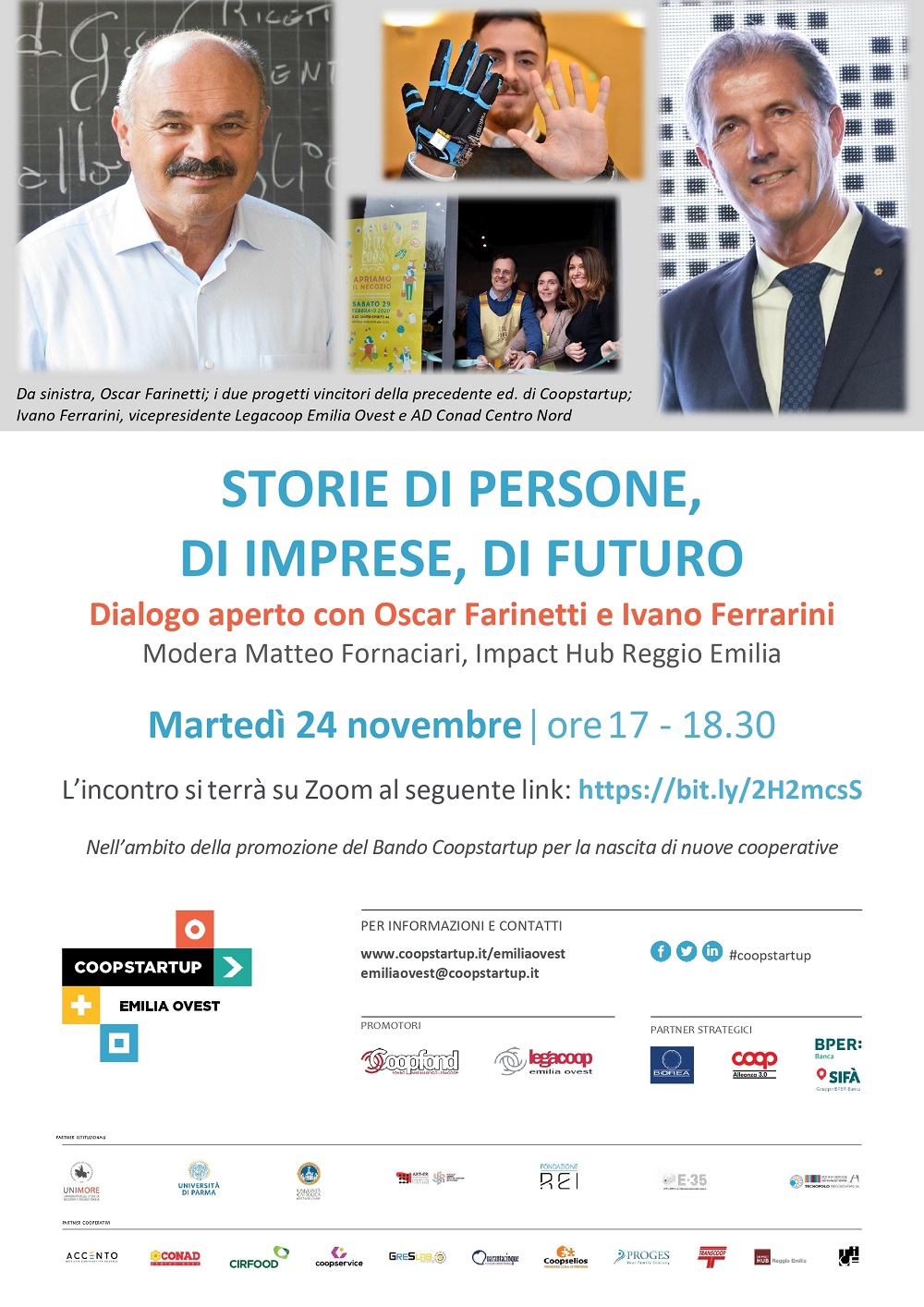Al momento stai visualizzando “Storie di persone, di imprese, di futuro” dialogo aperto con Oscar Farinetti e Ivano Ferrarini, martedì 24 novembre alle 17